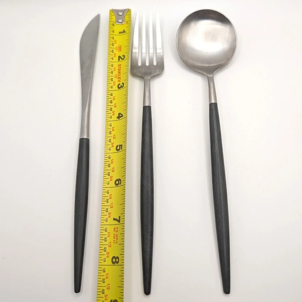 Cutipol GOA Black Silver Flatware Set 3pc Modern Portuguese Stainless Cutlery